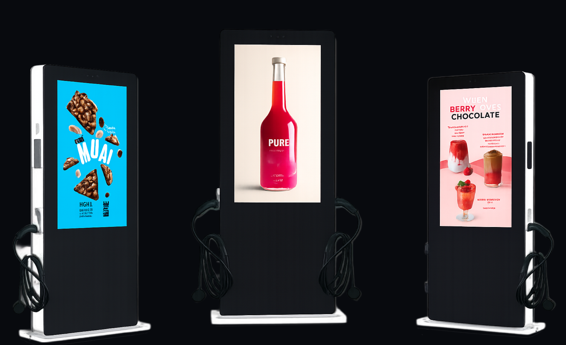 Charging stations with digital advertising screens