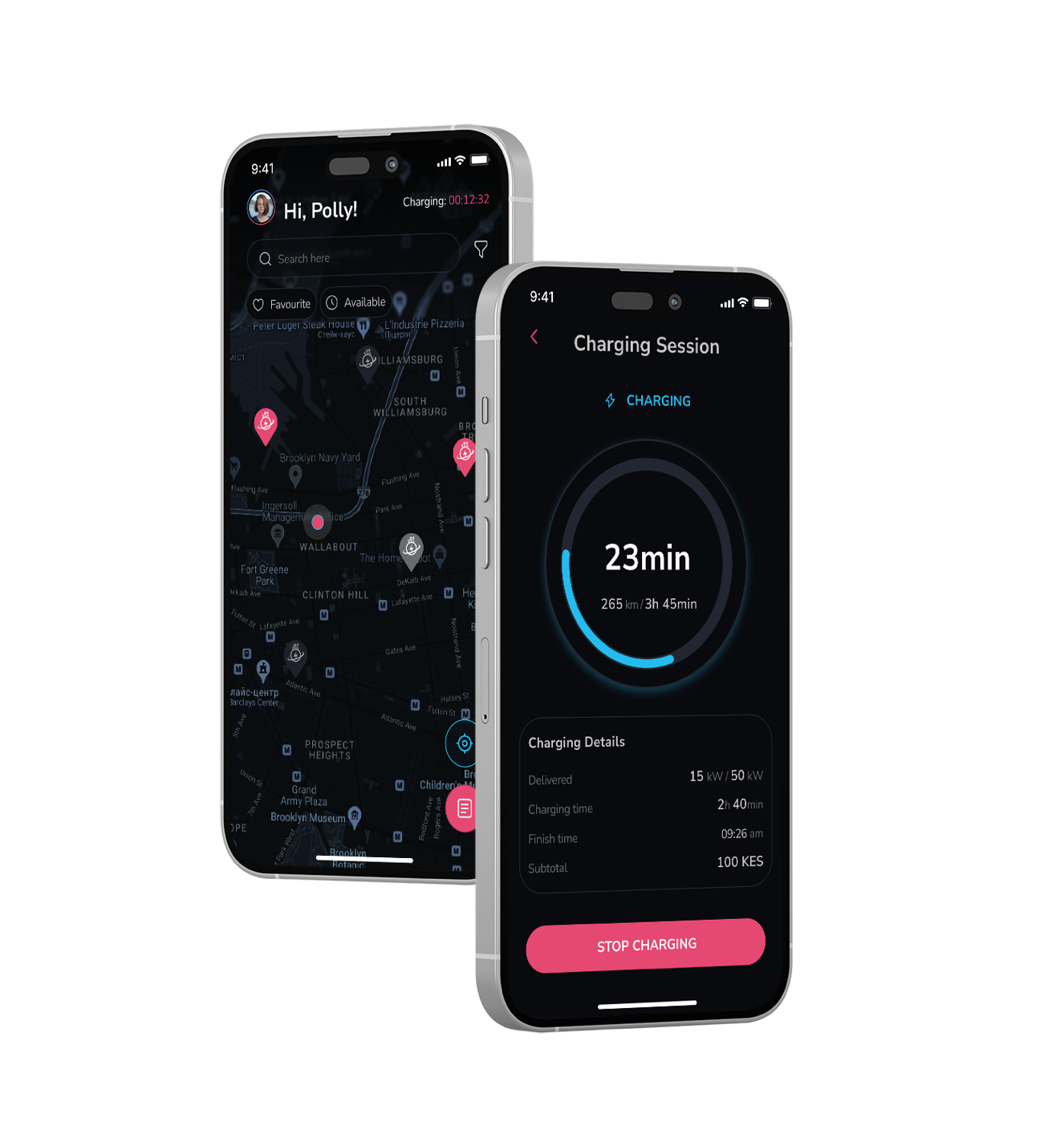 SupaChaja app showing a live charging session
